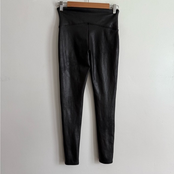 Spanx Faux Leather Leggings Faux Leather Black Size Large High Waist Shaping Fit - Picture 4 of 5